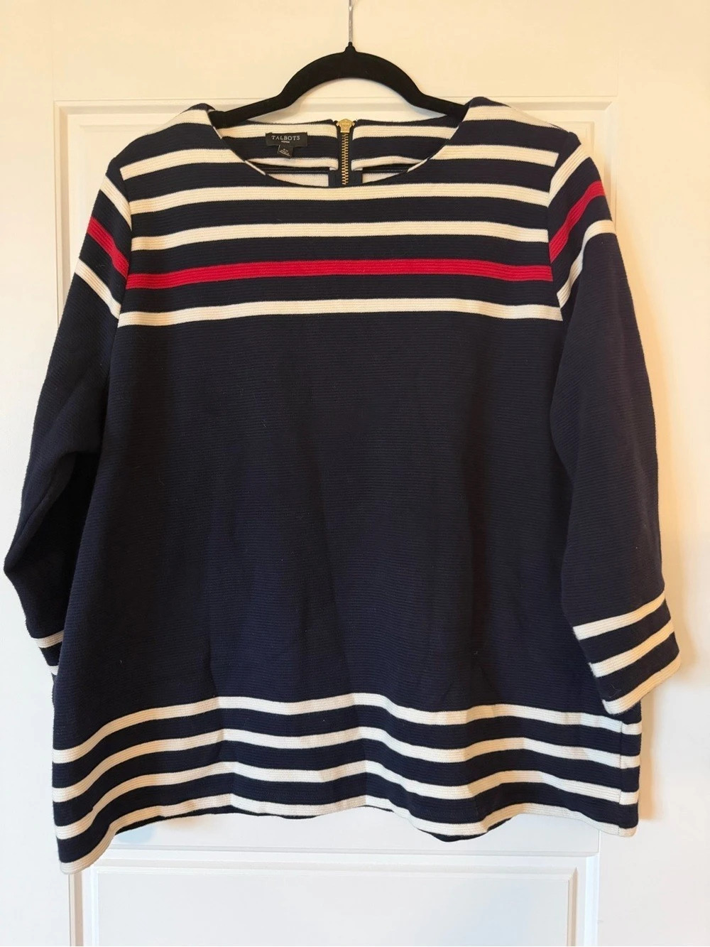 Talbots Striped Blue & White 3/4 Blouse